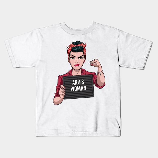 Aries Woman Kids T-Shirt by Surta Comigo